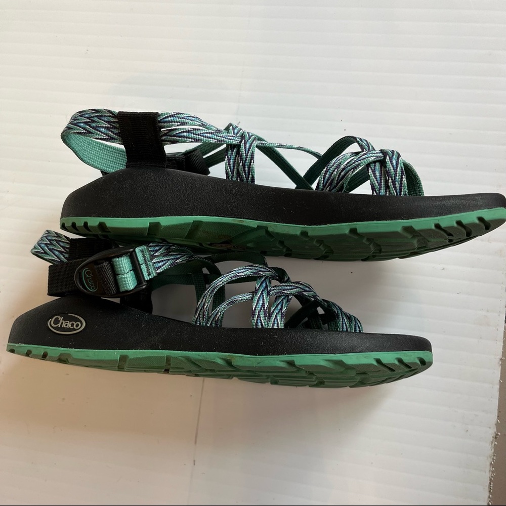 Chaco ZX/2 Classic Women’s Beach Walking Hiking Outdoor Sandals Black Teal Sz 10 - Picture 4 of 8